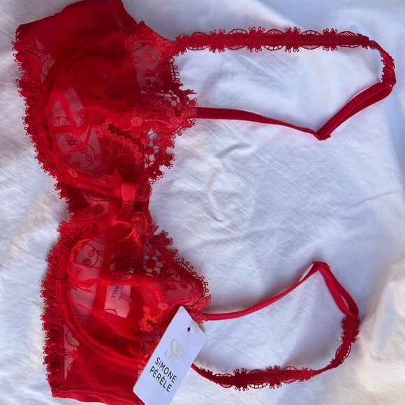 Simone Perele WISH SET demi bra and thong panties in RUBY  BNWT 32c and M thong - Picture 15 of 16